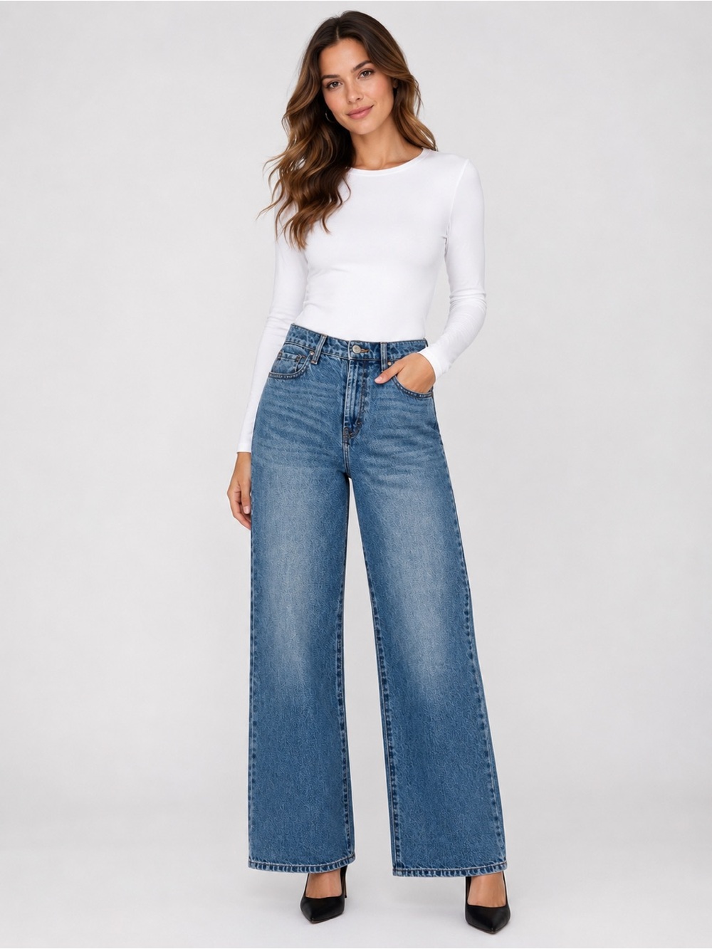 Classic  HIDDEN High-Rise Straight Leg Jeans - Blue